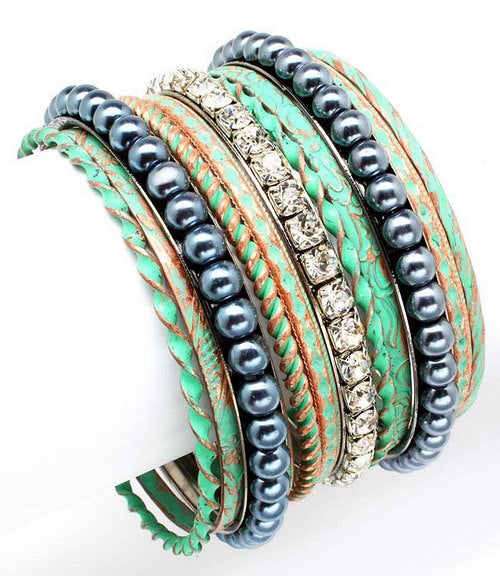 Gray Pearl Bangle Bracelet